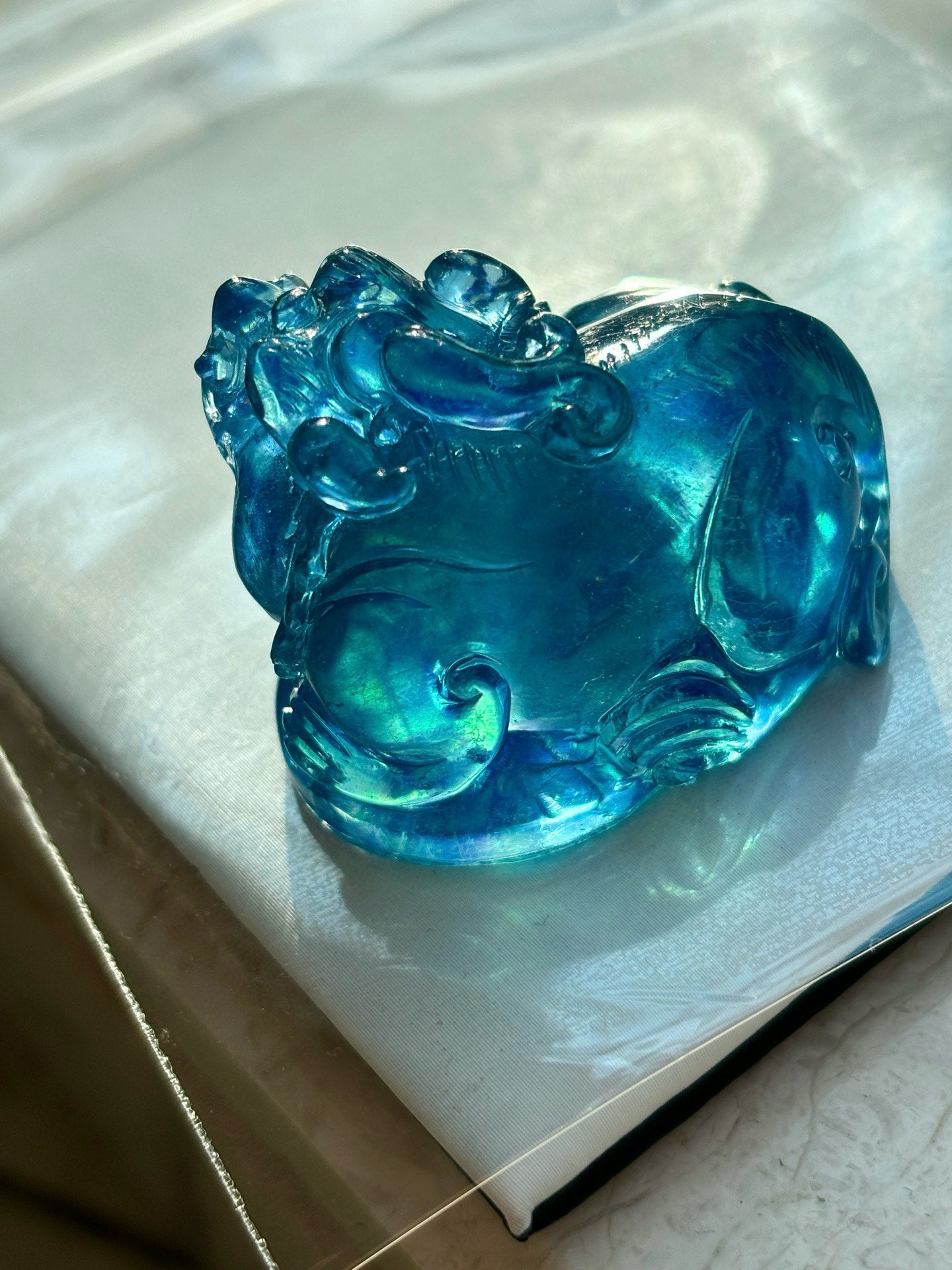 A1798 Beautiful Aquamarine Carved Fortune Pixiu Pendant
