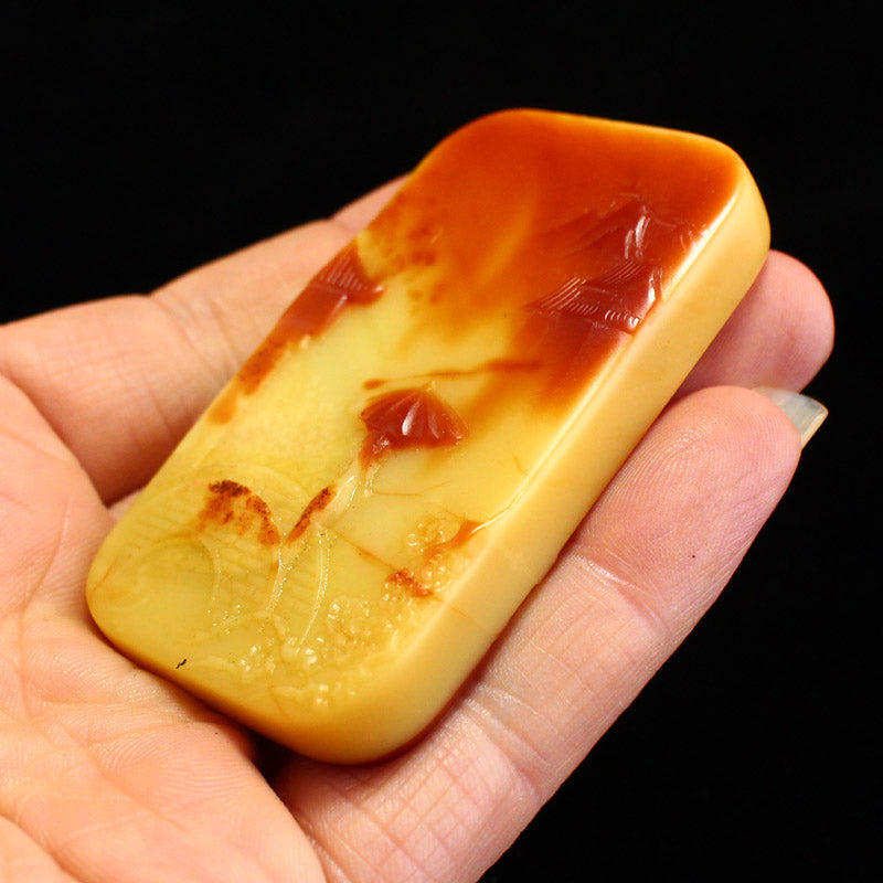 Natural Jade Carved Mountain River Scene Pendant