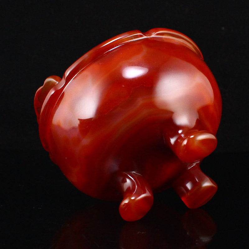 Beautiful Red Agate Double Ears 3 Legs Incense Burner w Certificate