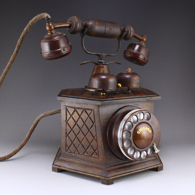 Vintage Wood & Copper Telephone