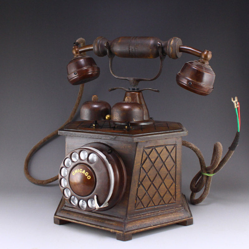 Vintage Wood & Copper Telephone