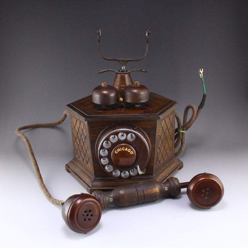 Vintage Wood & Copper Telephone