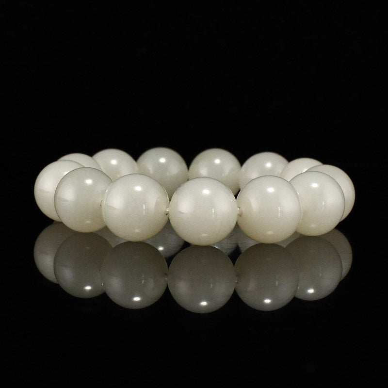 20MM Bead Chinese Natural Hetian Jade Beads Bracelet