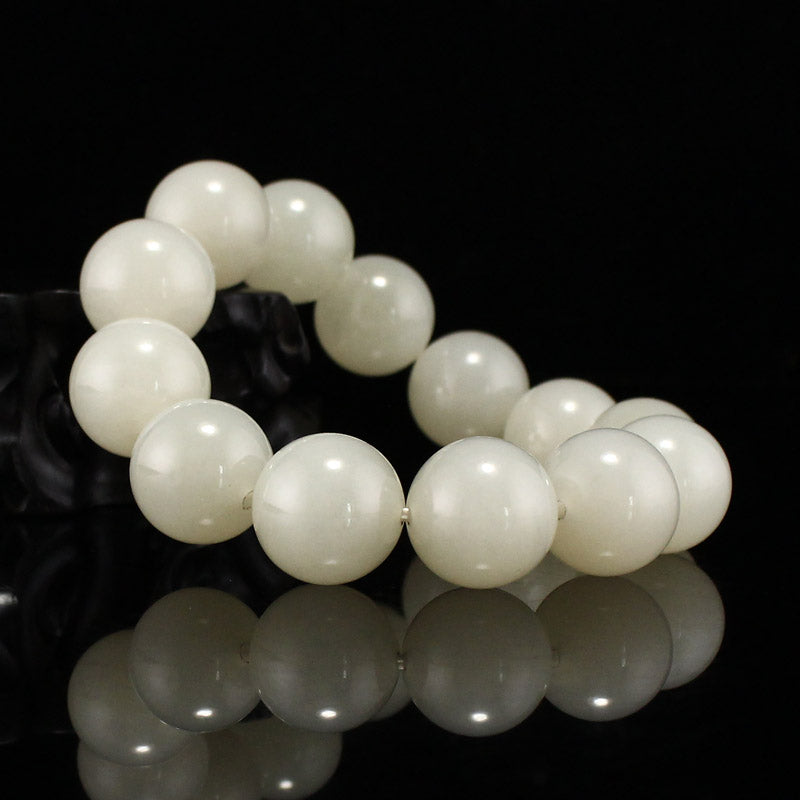 20MM Bead Chinese Natural Hetian Jade Beads Bracelet