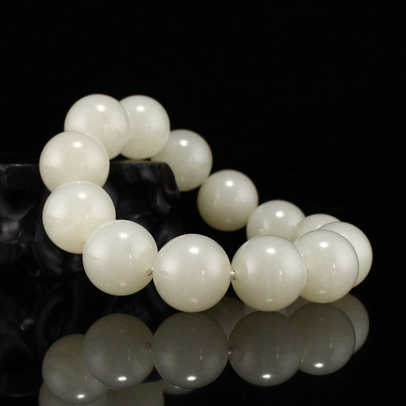 20MM Bead Chinese Natural Hetian Jade Beads Bracelet