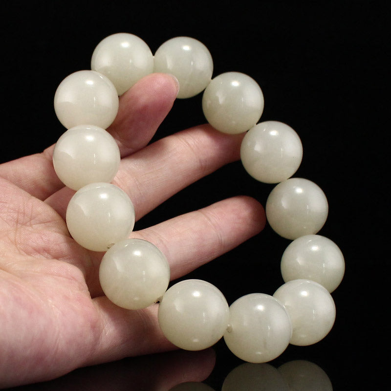 20MM Bead Chinese Natural Hetian Jade Beads Bracelet