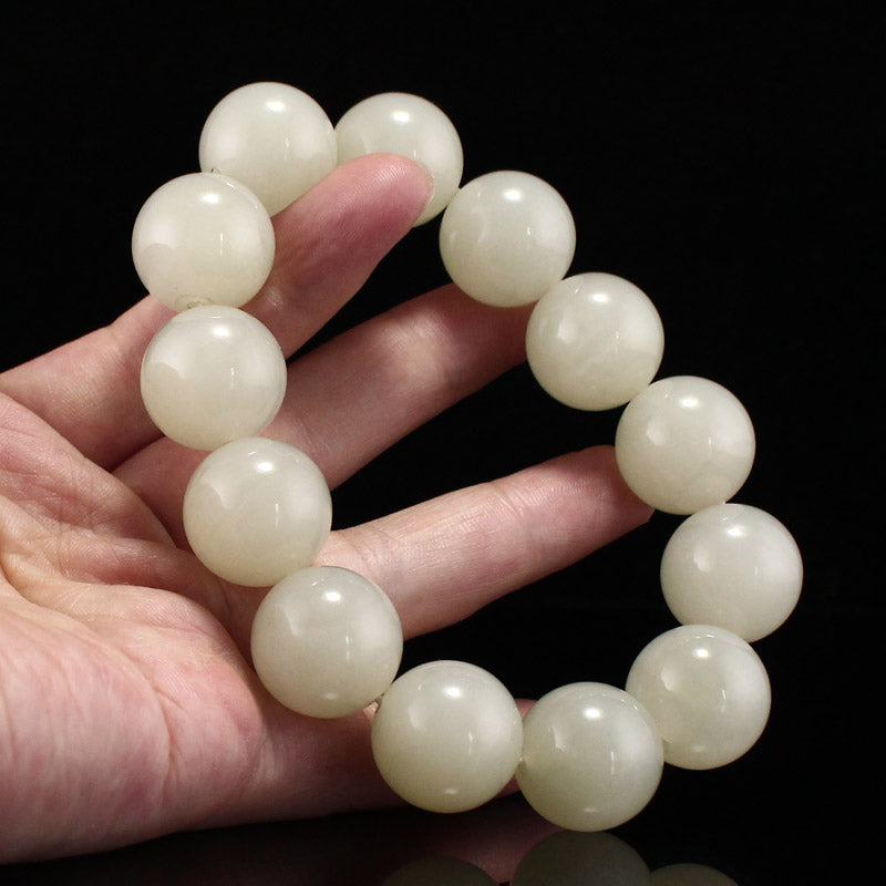 20MM Bead Chinese Natural Hetian Jade Beads Bracelet