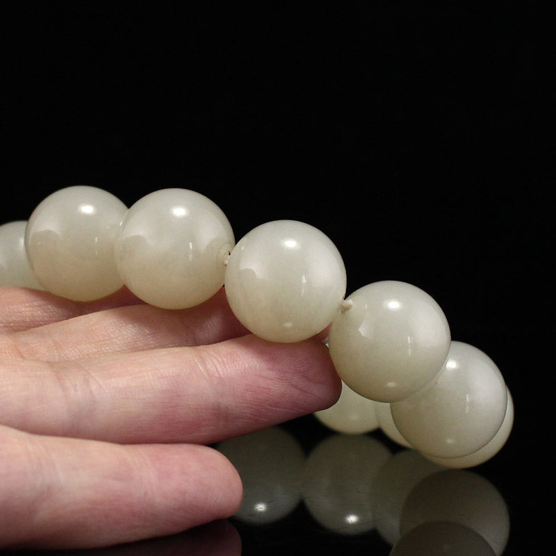 20MM Bead Chinese Natural Hetian Jade Beads Bracelet