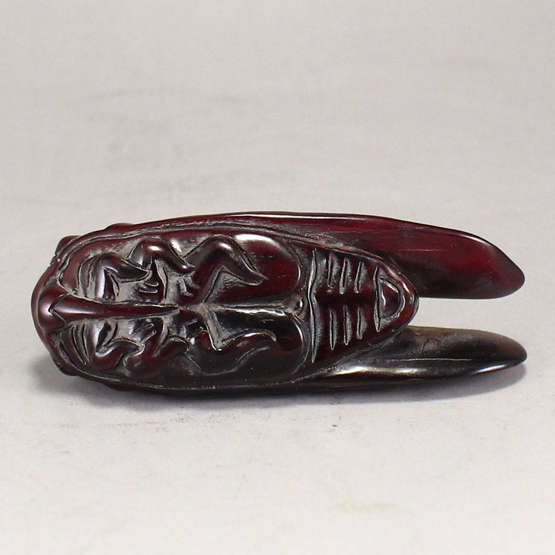 Vintage Chinese Ox Horn Carved Cicada Pendant