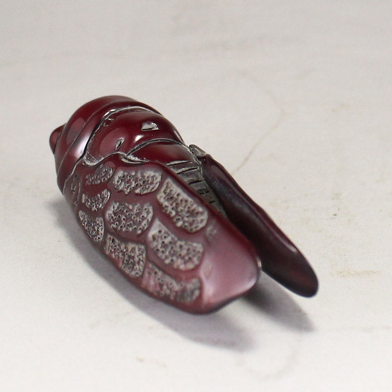 Vintage Chinese Ox Horn Carved Cicada Pendant