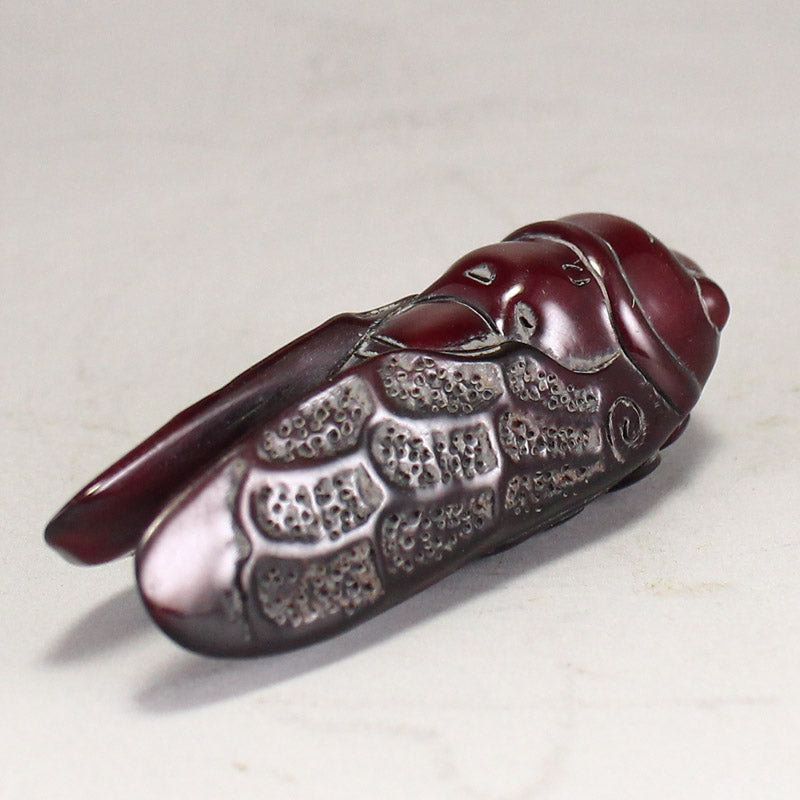 Vintage Chinese Ox Horn Carved Cicada Pendant