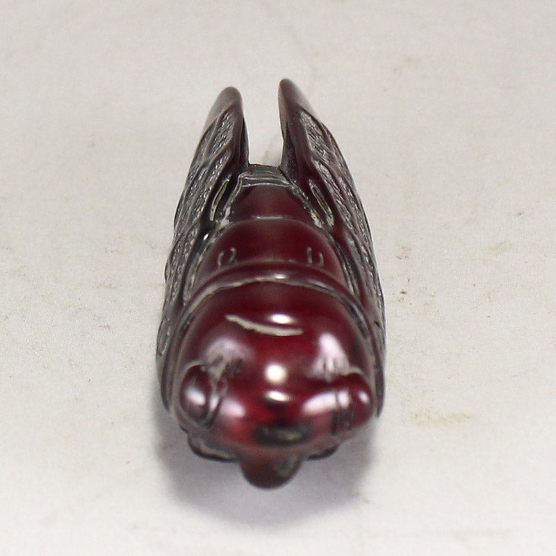 Vintage Chinese Ox Horn Carved Cicada Pendant