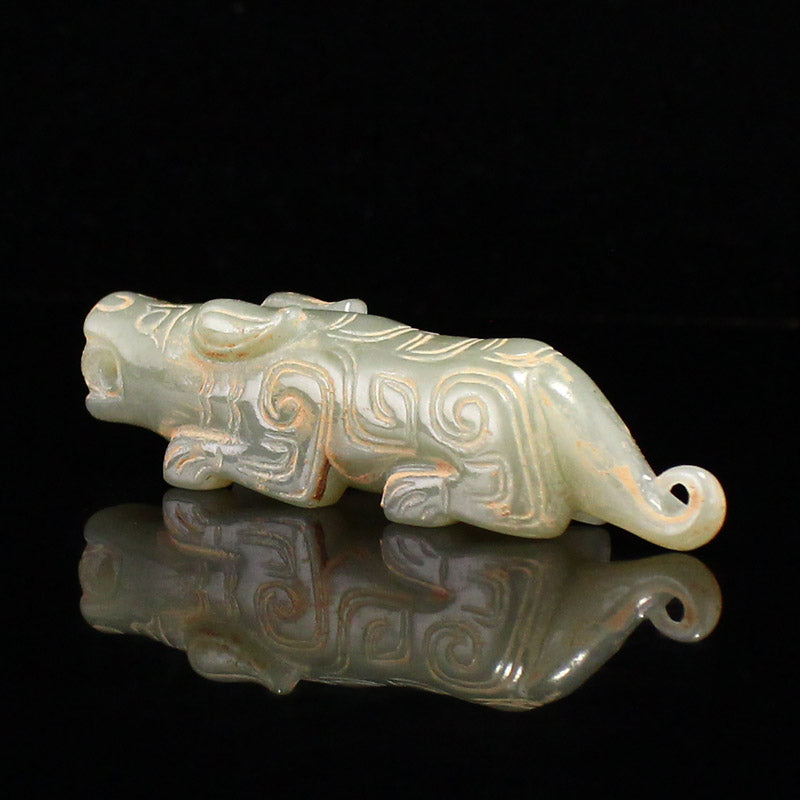 Vintage Chinese Hetian Jade Carved Tiger Statue