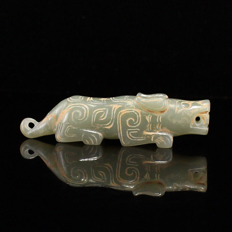 Vintage Chinese Hetian Jade Carved Tiger Statue