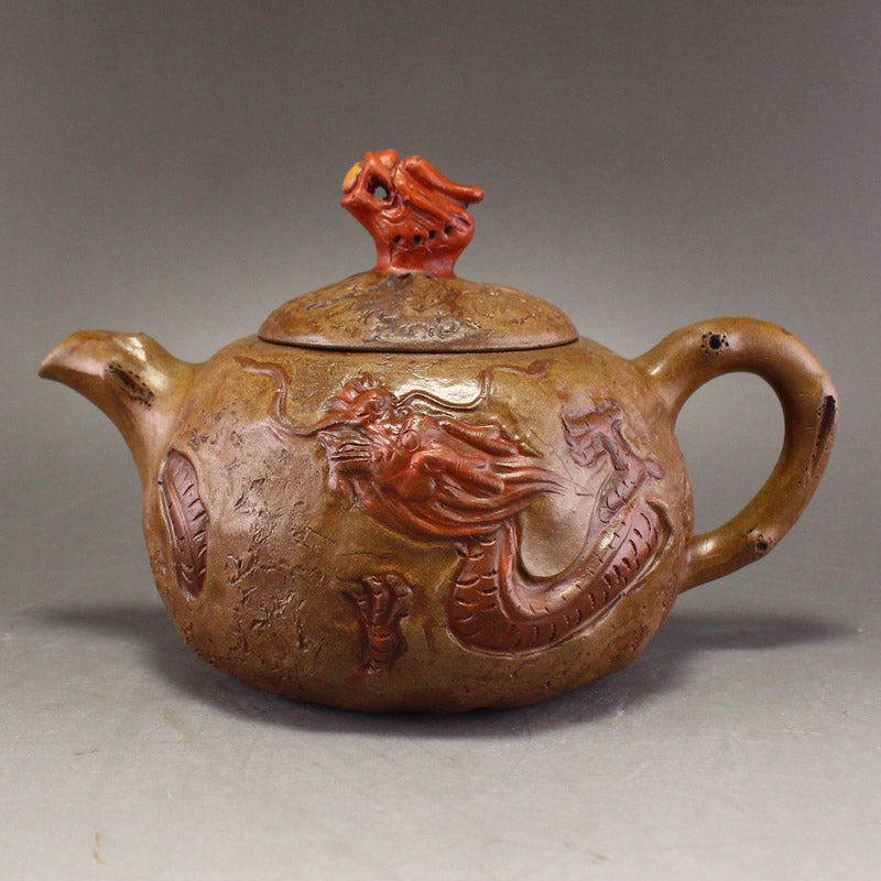 Chinese Yixing Zisha Clay Fortune Dragon Teapot w Artist Signed