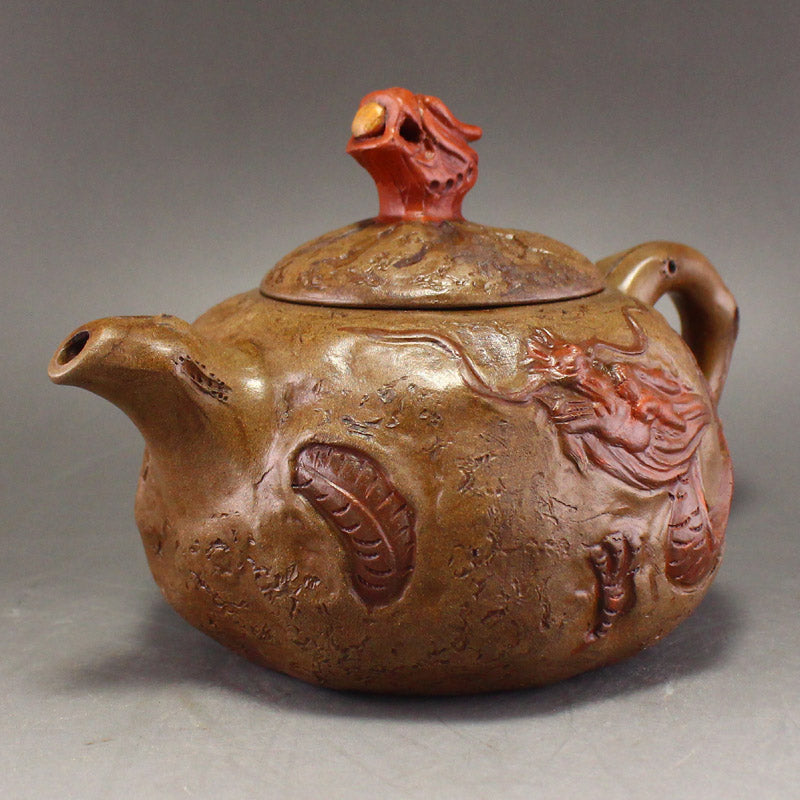 Chinese Yixing Zisha Clay Fortune Dragon Teapot w Artist Signed