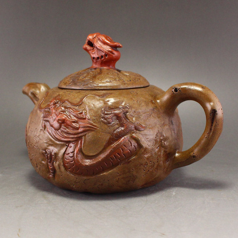 Chinese Yixing Zisha Clay Fortune Dragon Teapot w Artist Signed