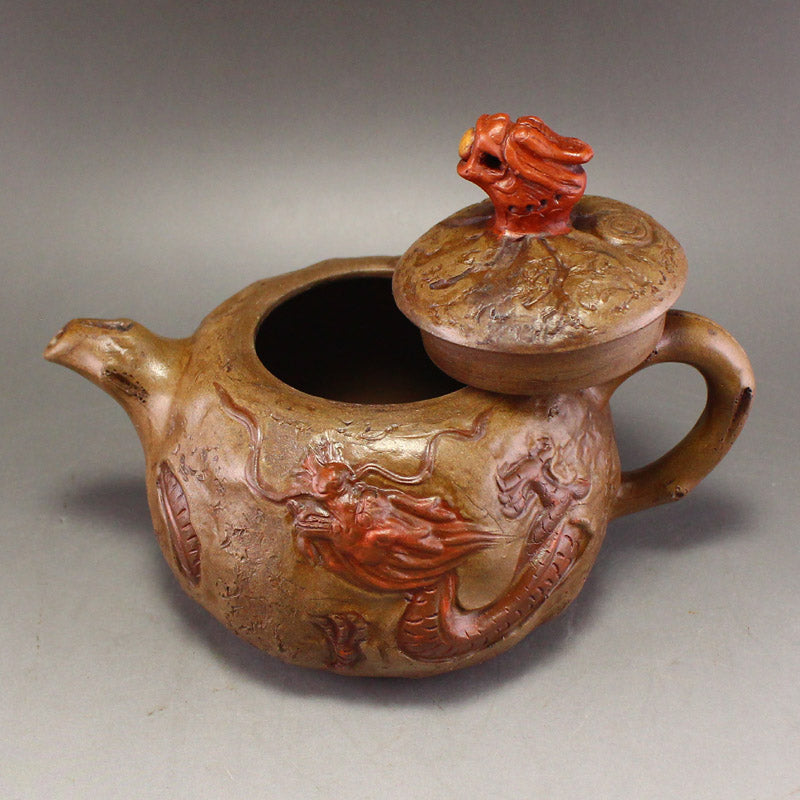 Chinese Yixing Zisha Clay Fortune Dragon Teapot w Artist Signed