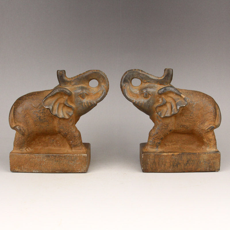 A Pair Vintage Stone Carved Elephant Statues