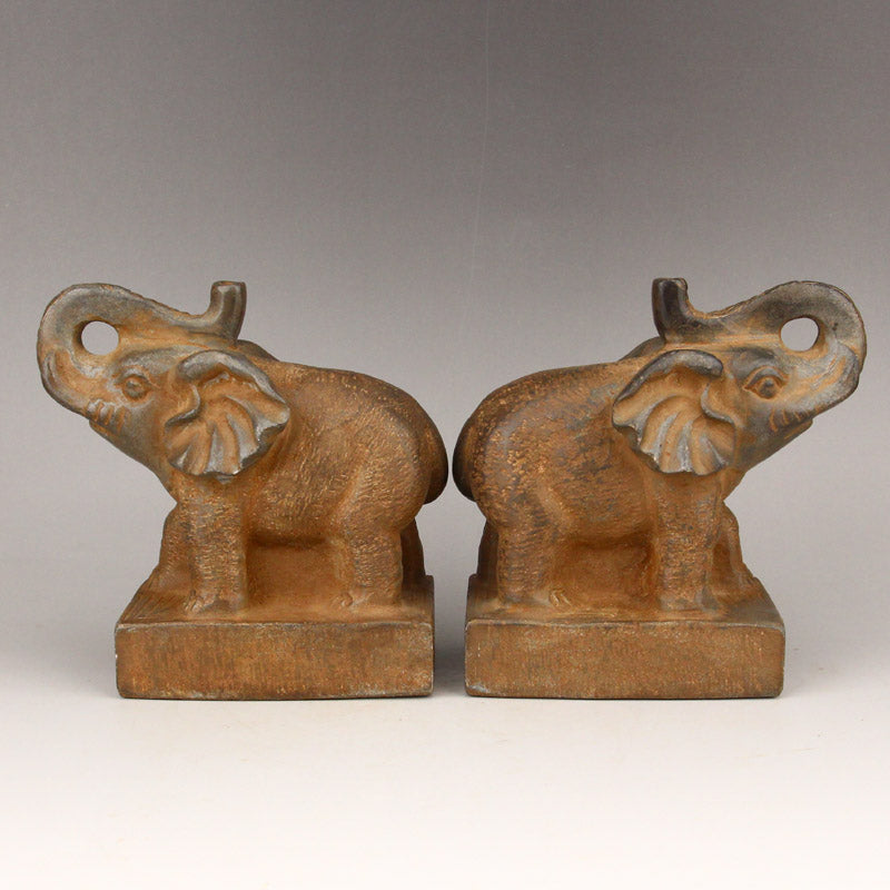 A Pair Vintage Stone Carved Elephant Statues