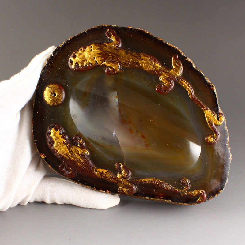 Vintage Agate Chi Dragon Inkstone