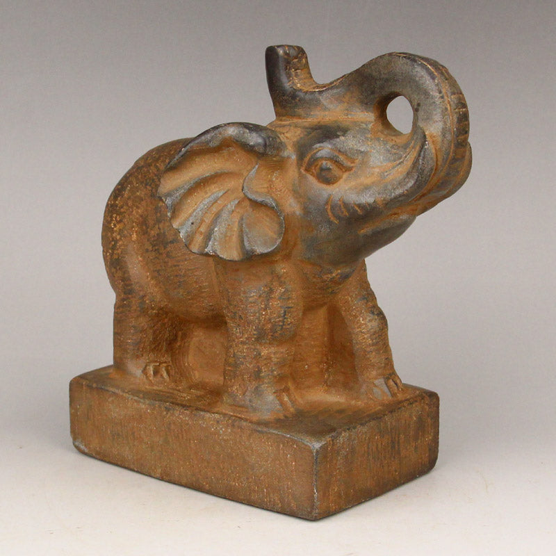 A Pair Vintage Stone Carved Elephant Statues