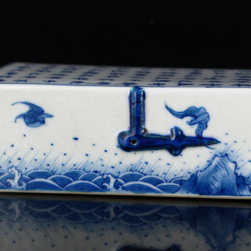 Chinese Blue And White Porcelain Poetic Prose Paperweight