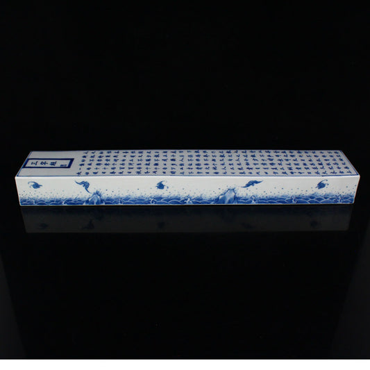 Chinese Blue And White Porcelain Poetic Prose Paperweight