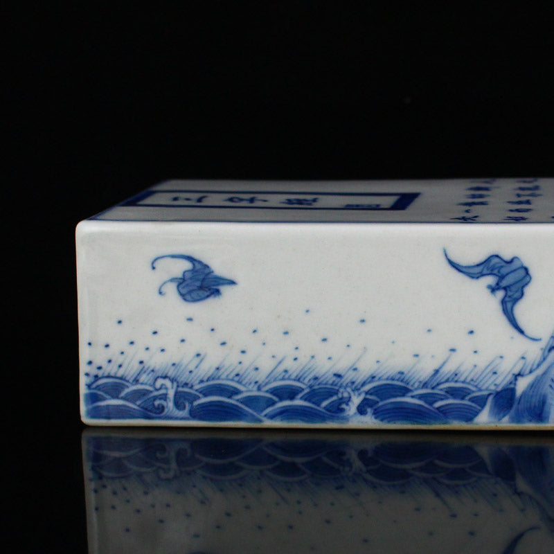 Chinese Blue And White Porcelain Poetic Prose Paperweight