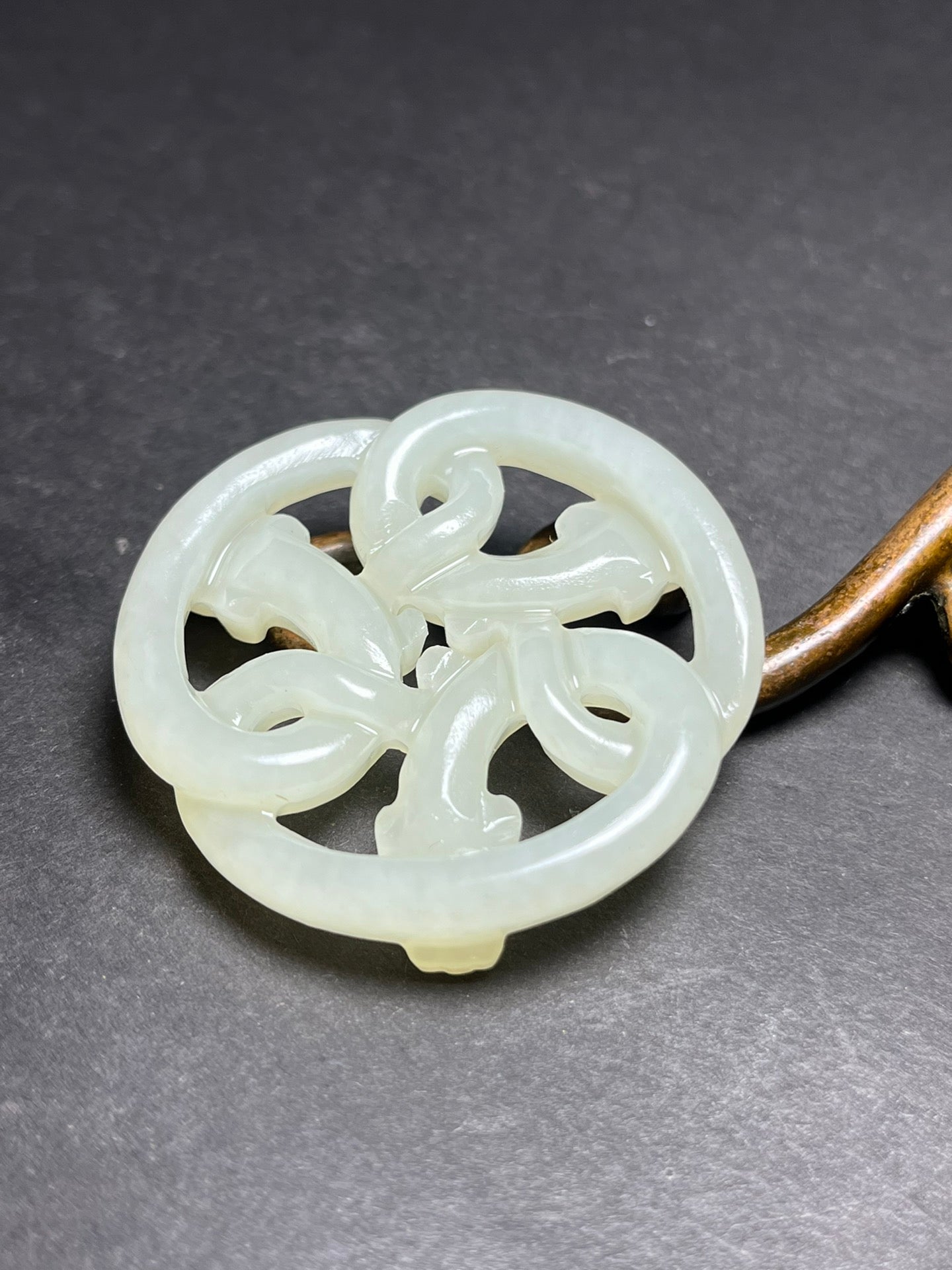 Openwork Chinese Natural Hetian Jade Snake Pendant