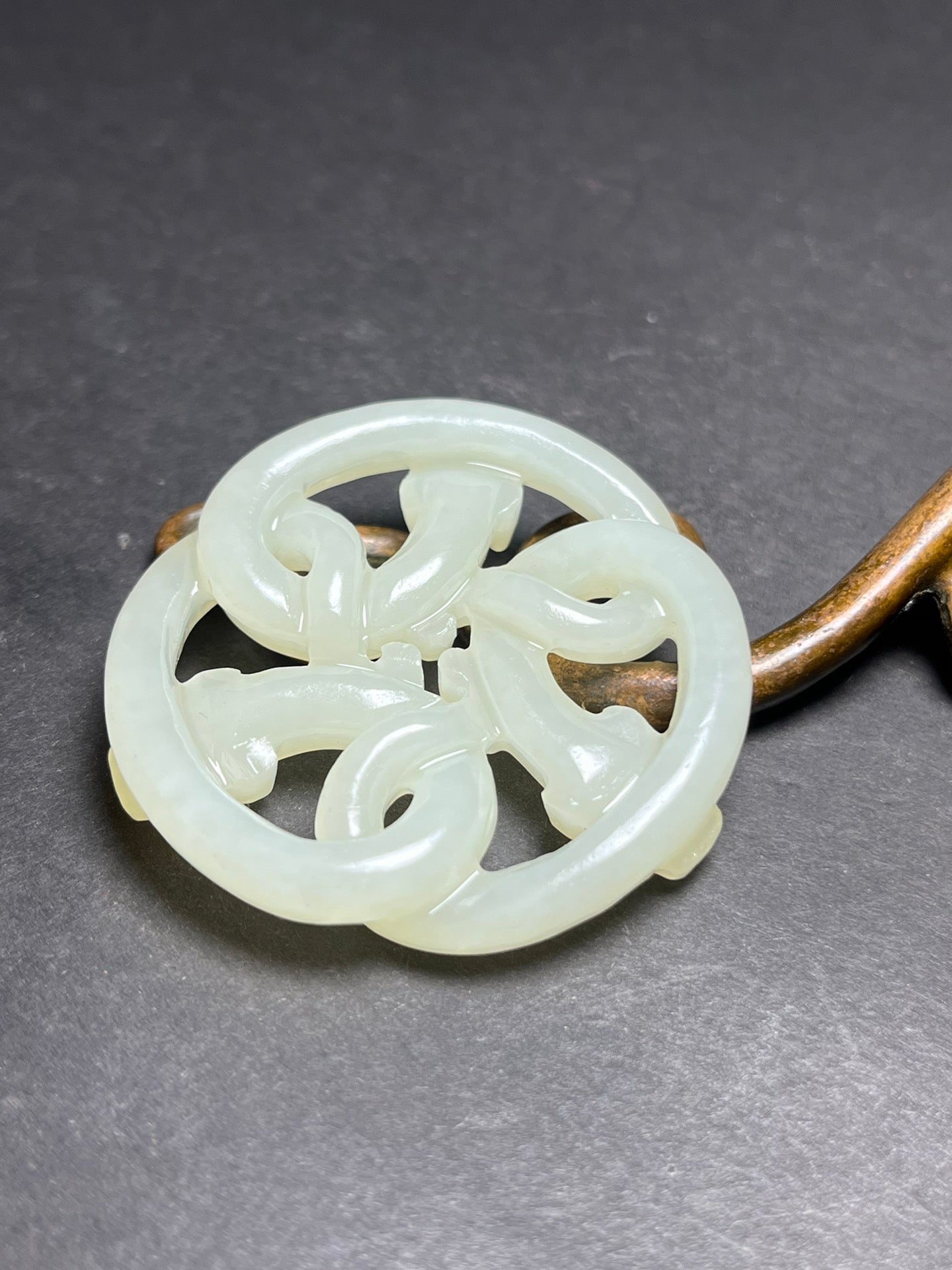 Openwork Chinese Natural Hetian Jade Snake Pendant