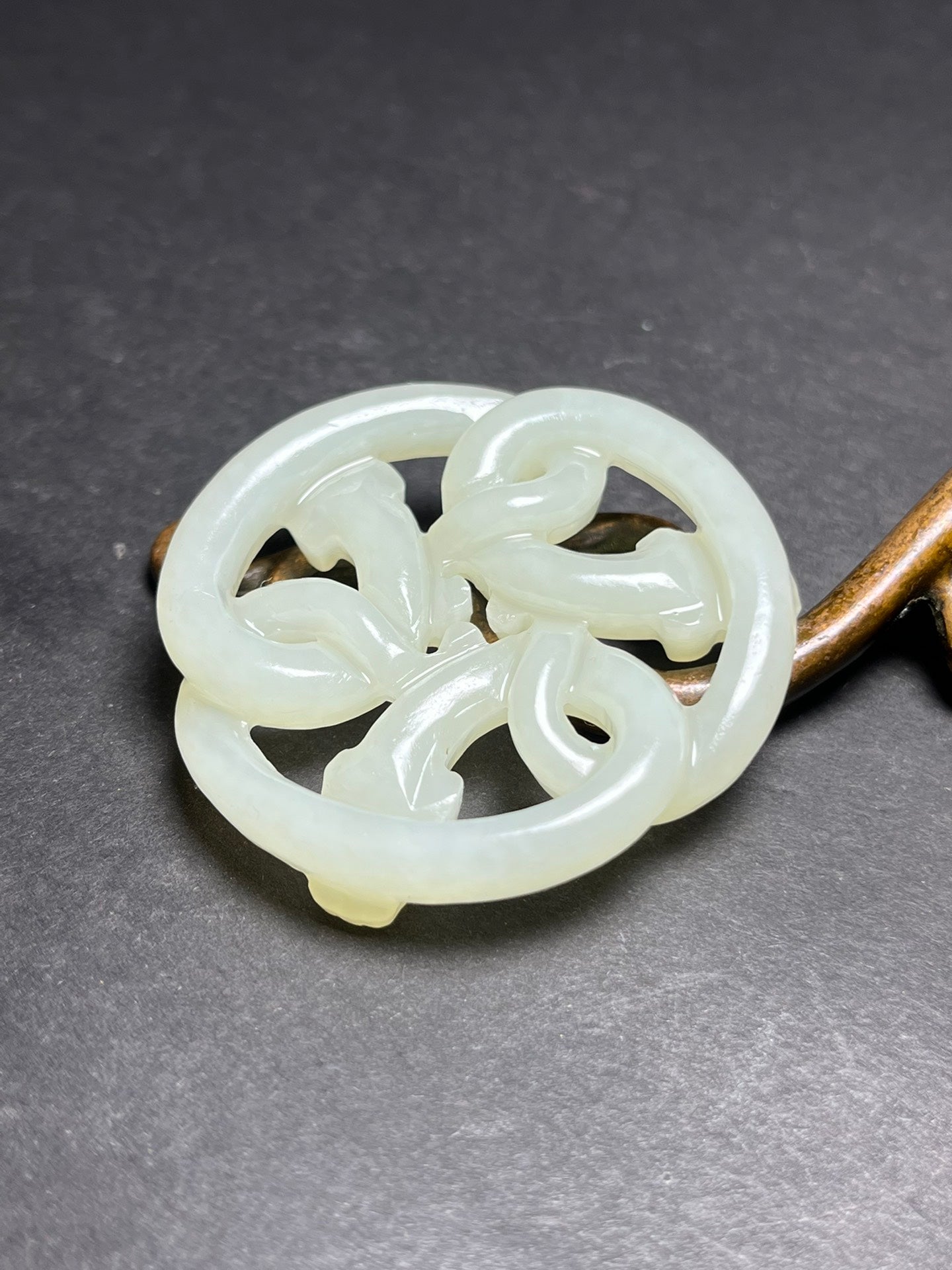 Openwork Chinese Natural Hetian Jade Snake Pendant