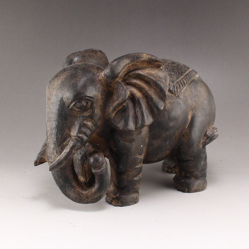 A Pair Vintage Stone Carved Elephant Statues