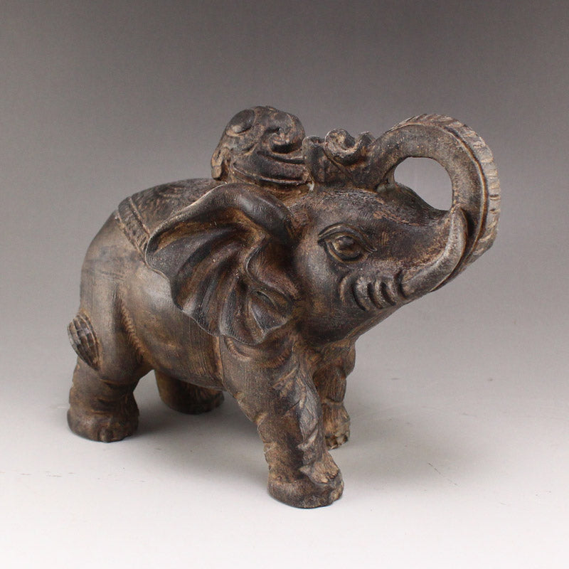 A Pair Vintage Stone Carved Elephant Statues