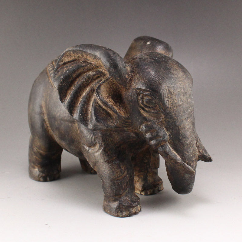 A Pair Vintage Stone Carved Elephant Statues