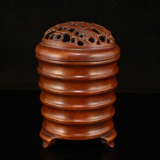 Openwork Vintage Chinese Copper 3 Legs Incense Burner