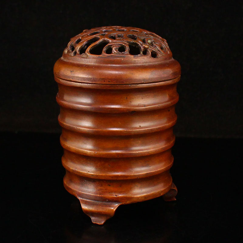 Openwork Vintage Chinese Copper 3 Legs Incense Burner