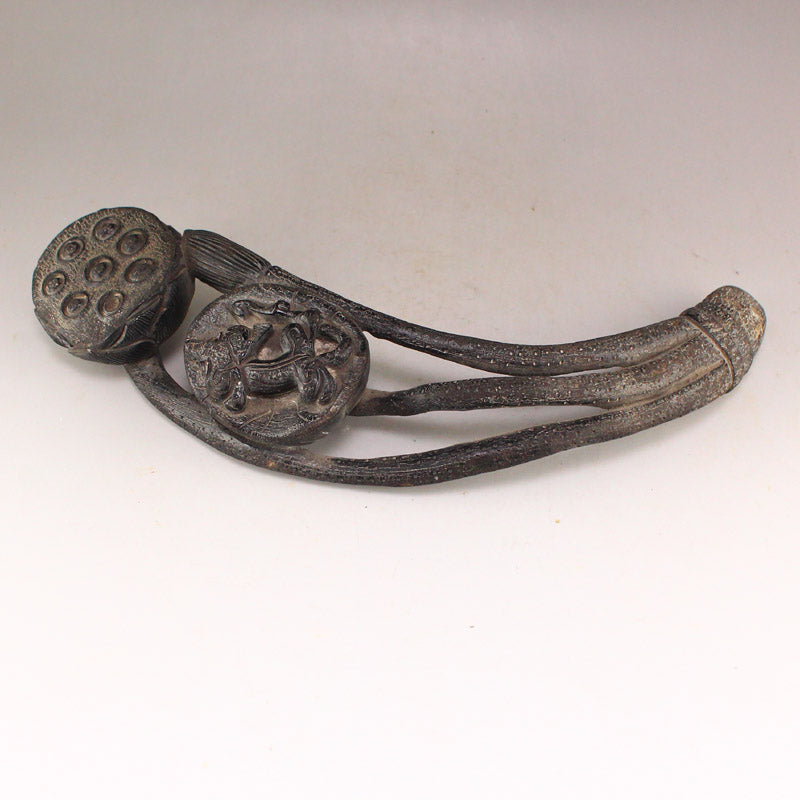 Ox Horn Carved Lotus Pod Statue