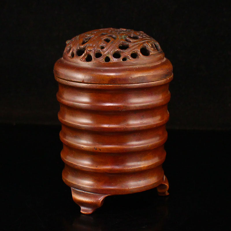 Openwork Vintage Chinese Copper 3 Legs Incense Burner