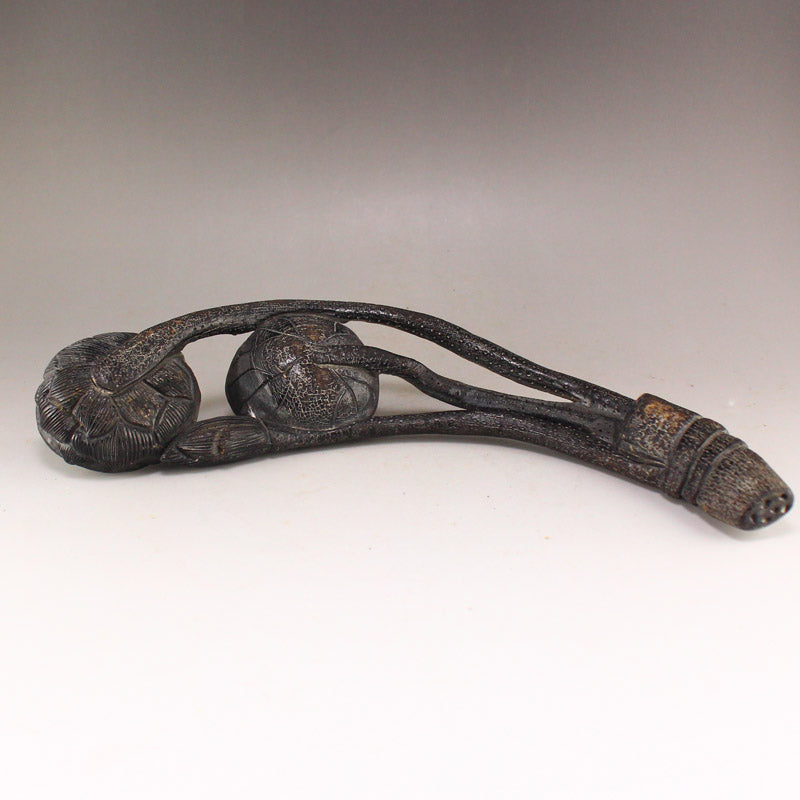 Ox Horn Carved Lotus Pod Statue