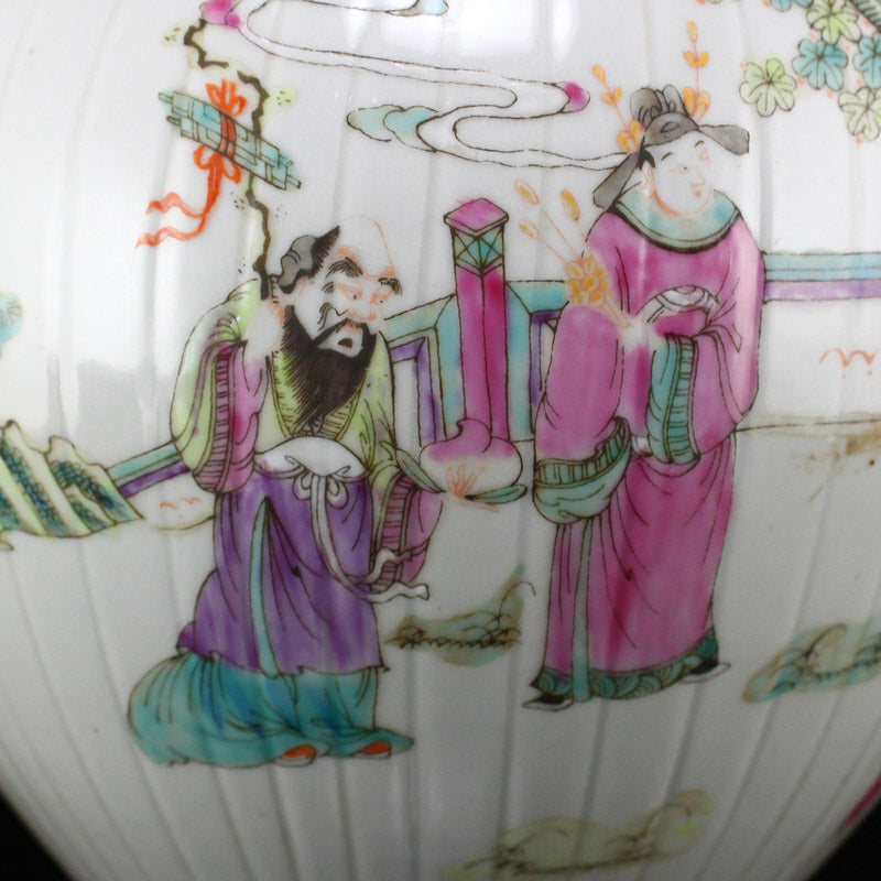 Chinese Famille Rose Mythology Figure Design Porcelain Pot