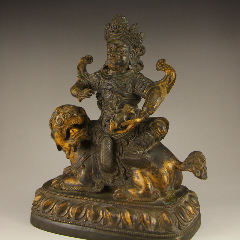 Tibetan Buddhism Gilt Gold Copper Yellow Jambhala Statue