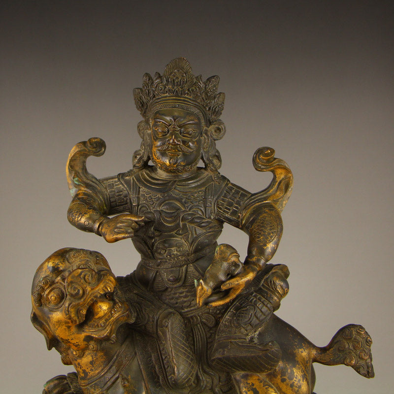 Tibetan Buddhism Gilt Gold Copper Yellow Jambhala Statue