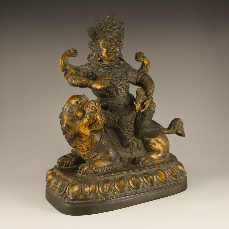 Tibetan Buddhism Gilt Gold Copper Yellow Jambhala Statue