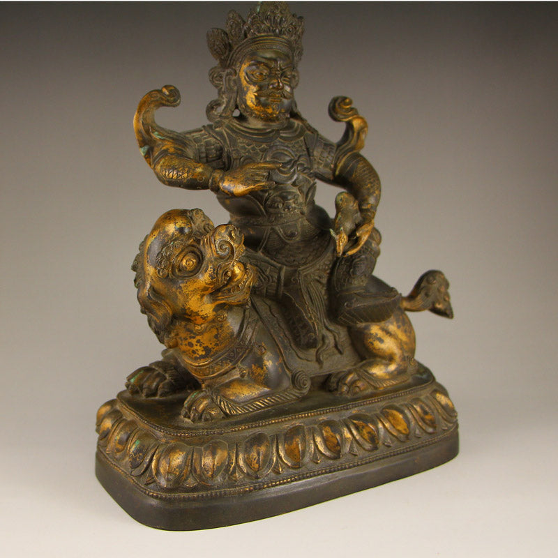 Tibetan Buddhism Gilt Gold Copper Yellow Jambhala Statue