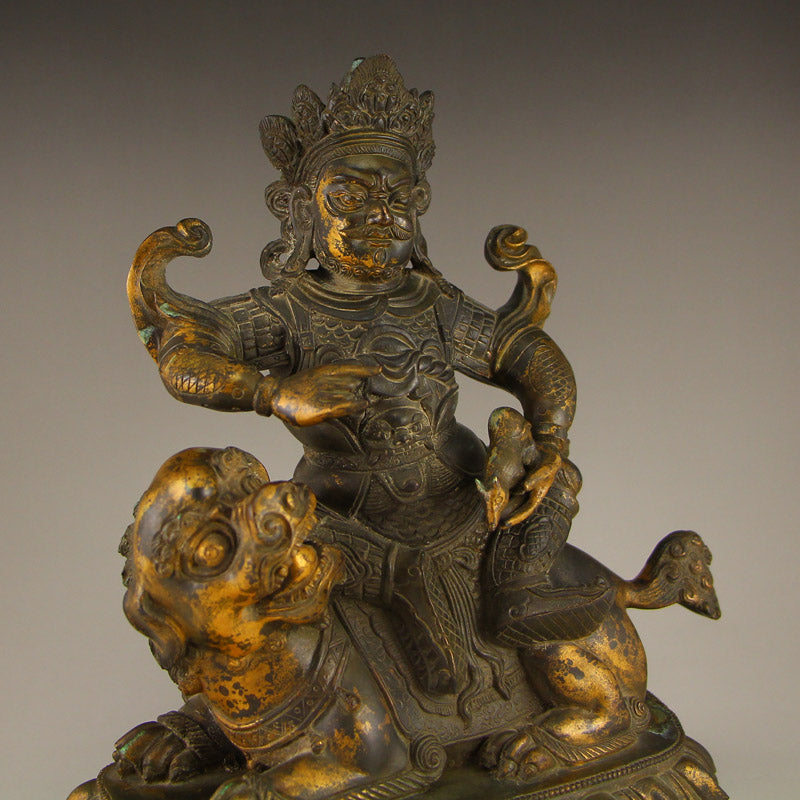 Tibetan Buddhism Gilt Gold Copper Yellow Jambhala Statue