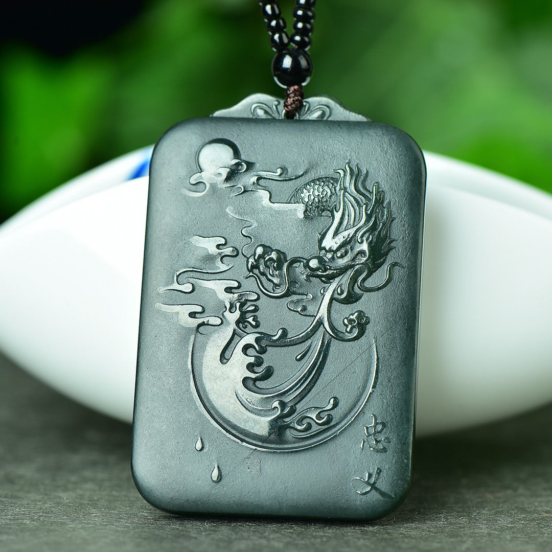 Chinese Natural Green Hetian Jade Guangong Pendant