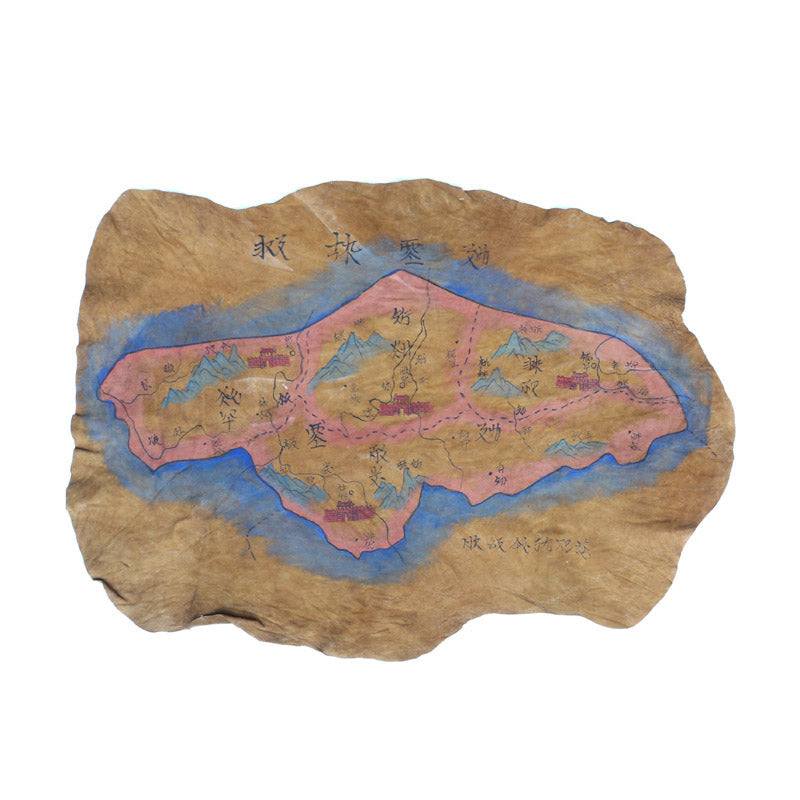 Chinese Liao Dy Sheepskin Map Painting