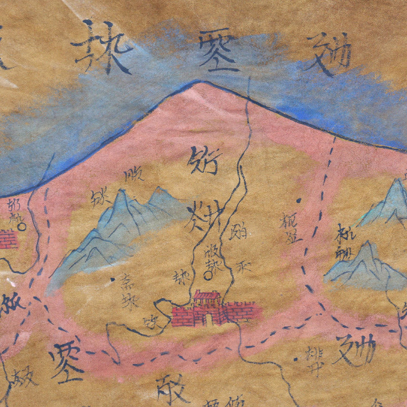 Chinese Liao Dy Sheepskin Map Painting