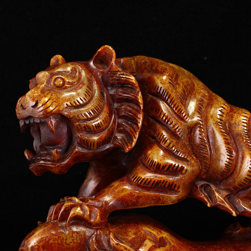 Vintage Hetian Jade Carved Tiger Statue